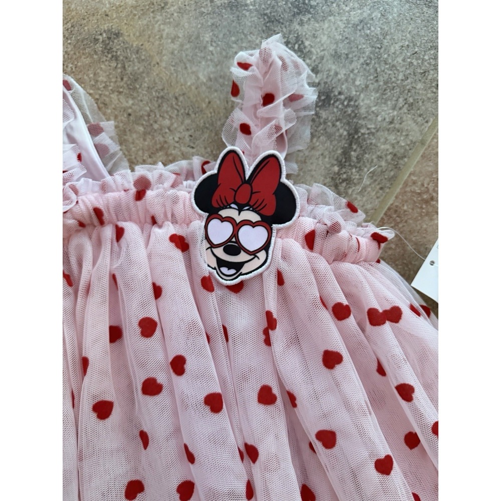 Toddler Girls' Disney Junior Minnie Mouse Pink Heart Tulle Dress Size 2T NWT - Picture 2 of 6